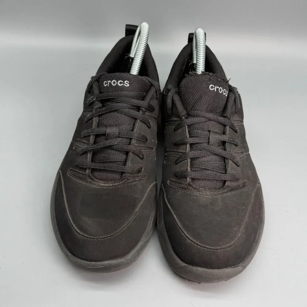 Crocs On the Clock Men's 8 Triple Black Nubuk Lace-Up Breathable Work Sneakers